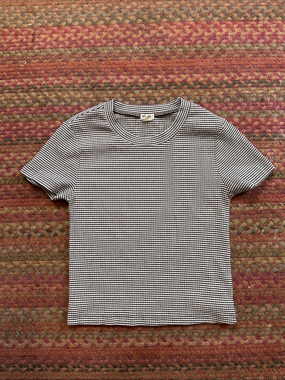 Billabong brown & White Striped Short Sleeve Tee
